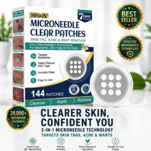 🎉🎉𝐇𝐢𝐬𝐤𝐢𝐧® 2-in-1 Microneedle & Hydrocolloid Patch | Removes raised moles, acne, flat warts, and skin tags | Helps improve wrinkles, scars, and blemishes | Invisible patches for face and body