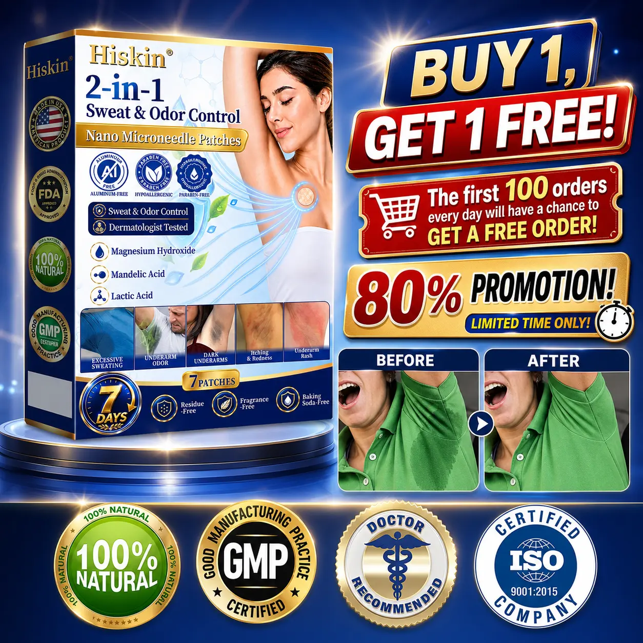 Hiskin® 2-in-1 Advanced Sweat Control & Deodorant Microneedle Patches
– HISKIN Glow